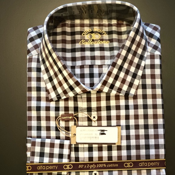 alfa perry dress shirts ALFA PERRY Mens Slim Fit Long Sleeve 100% Cotton Solid White Dress Shirt -  J-15